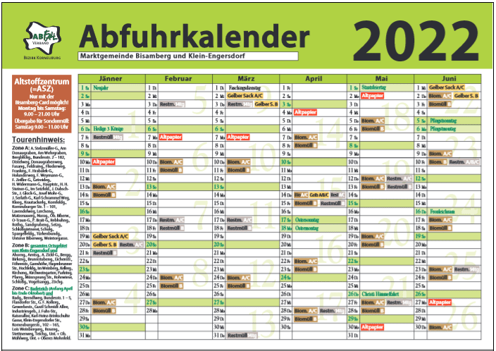 Abfuhrkalender 2022 Berichtigung