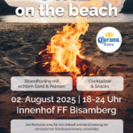 Veranstaltungsplakat der FF Bisamberg Fire on the beach am 02. August 2025