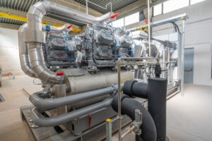 Innenaufnahme der Großwärmepumpe beim Kraftwerk Korneuburg